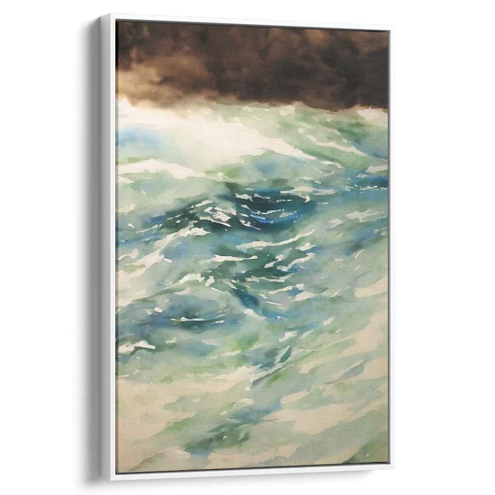 Aqua Echoes on Paper: Impressionist Watercolor Canvas Art Print