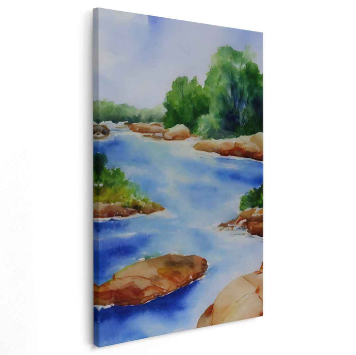 Canvas Waterscape Illusion: Watercolor Landscape Canvas Art