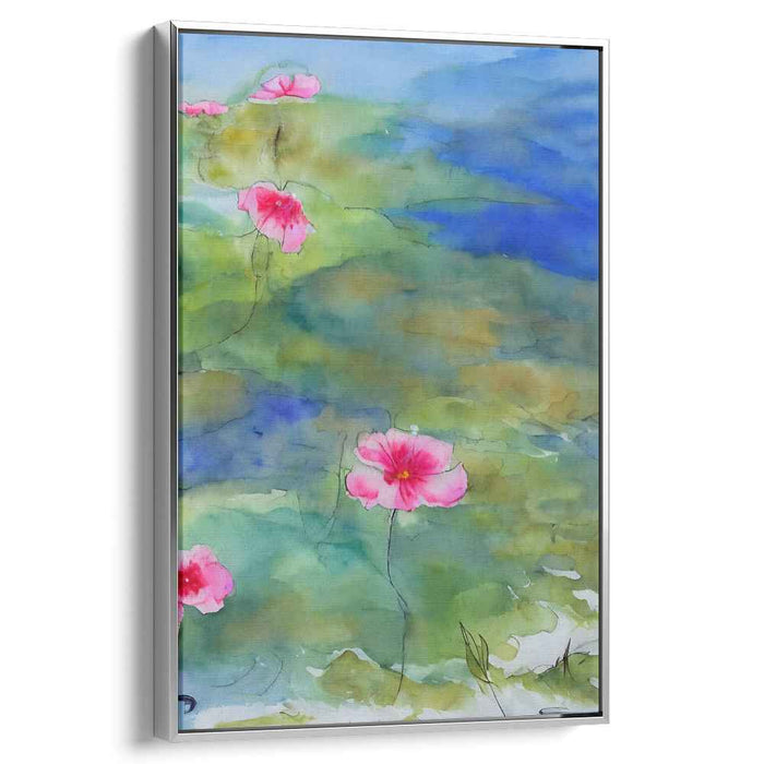 Rose Petals Drifting Peacefully: Pink Water Lilies on a Serene Pond