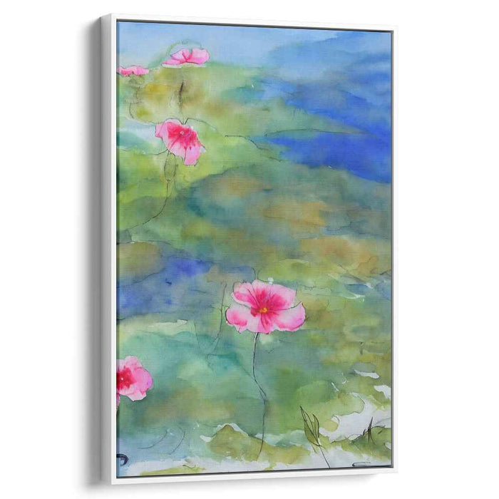 Rose Petals Drifting Peacefully: Pink Water Lilies on a Serene Pond