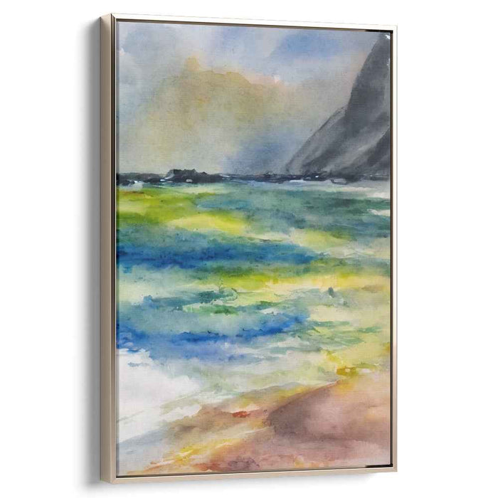 Tidal Wave Serenity: Watercolor Coastal Landscape Art Print
