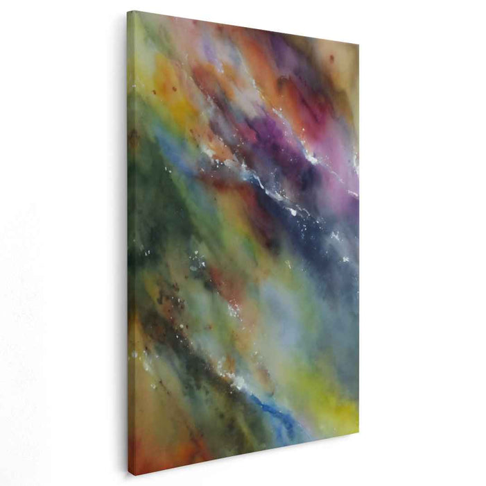 Whispers Of Chromatic Rain: Abstract Expressionist Watercolor Canvas Art Print