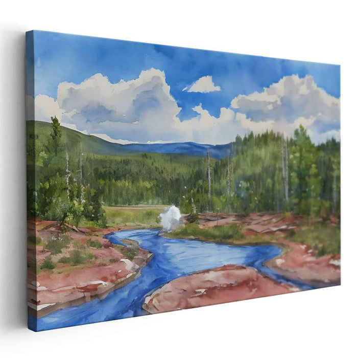 Aquatic Illumination: Luminous Landscape Watercolor Canvas Art