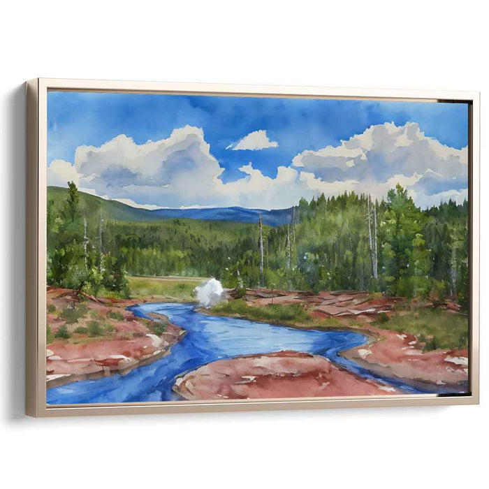 Aquatic Illumination: Luminous Landscape Watercolor Canvas Art