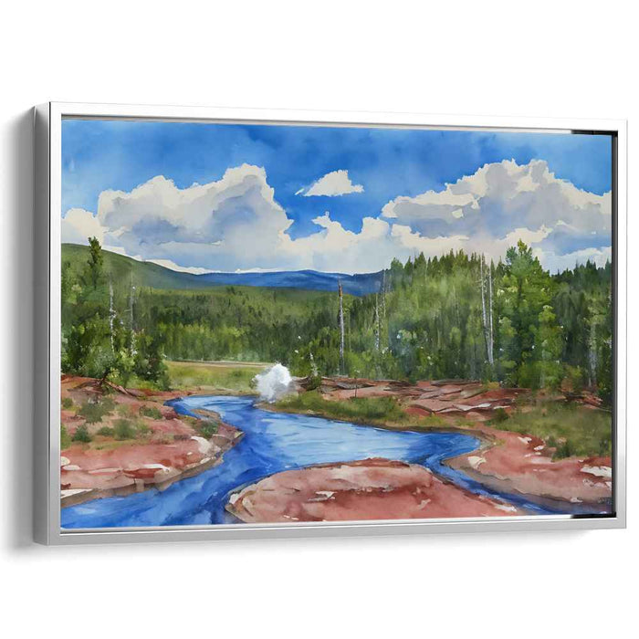 Aquatic Illumination: Luminous Landscape Watercolor Canvas Art