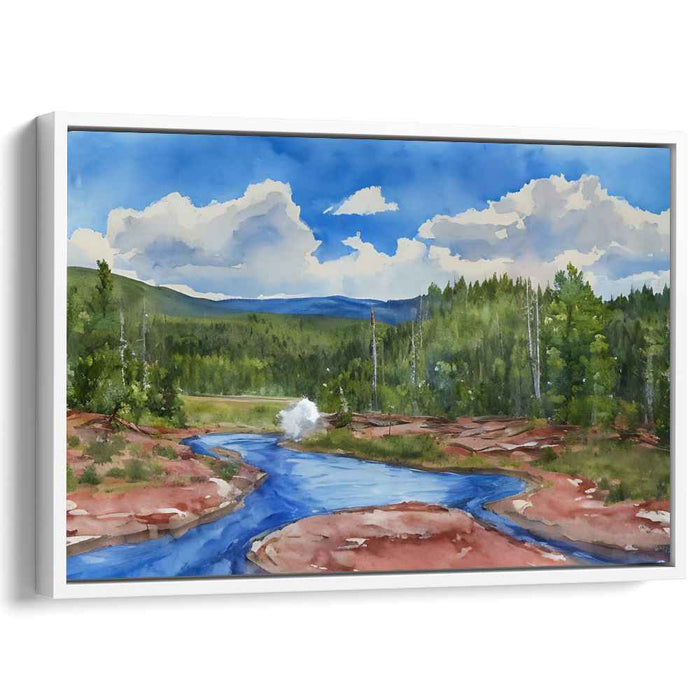 Aquatic Illumination: Luminous Landscape Watercolor Canvas Art