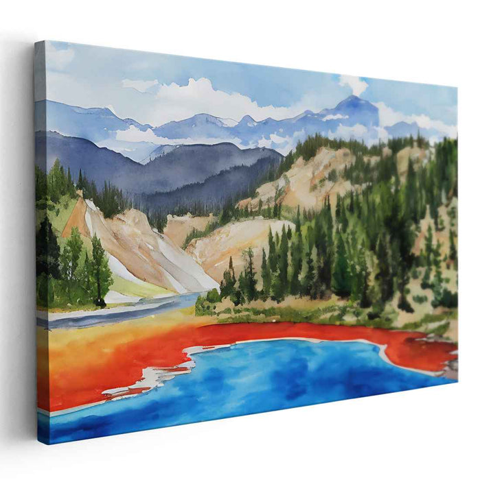 Whimsical Watercolors Dance On Canvas: Vibrant Landscape Watercolor Canvas Art