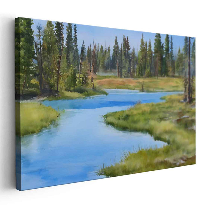 Tranquil Woodscape: Realistic Forest Landscape Canvas Art Print