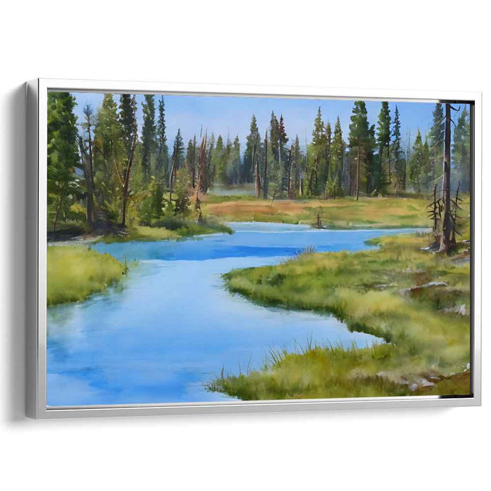 Tranquil Woodscape: Realistic Forest Landscape Canvas Art Print
