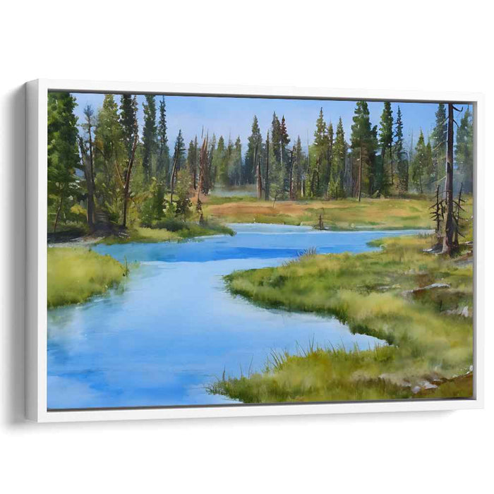 Tranquil Woodscape: Realistic Forest Landscape Canvas Art Print