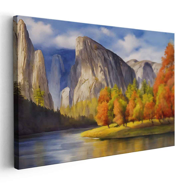 Whispering Cascade Echoes: Serene Cliffside River Landscape