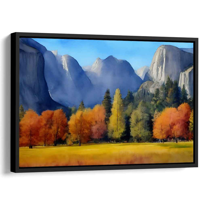 Enchanting Autumn Peaks: Majestic Mountain Landscape with Fall Foliage Canvas Art Print