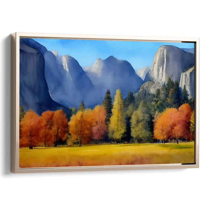 Enchanting Autumn Peaks: Majestic Mountain Landscape with Fall Foliage Canvas Art Print