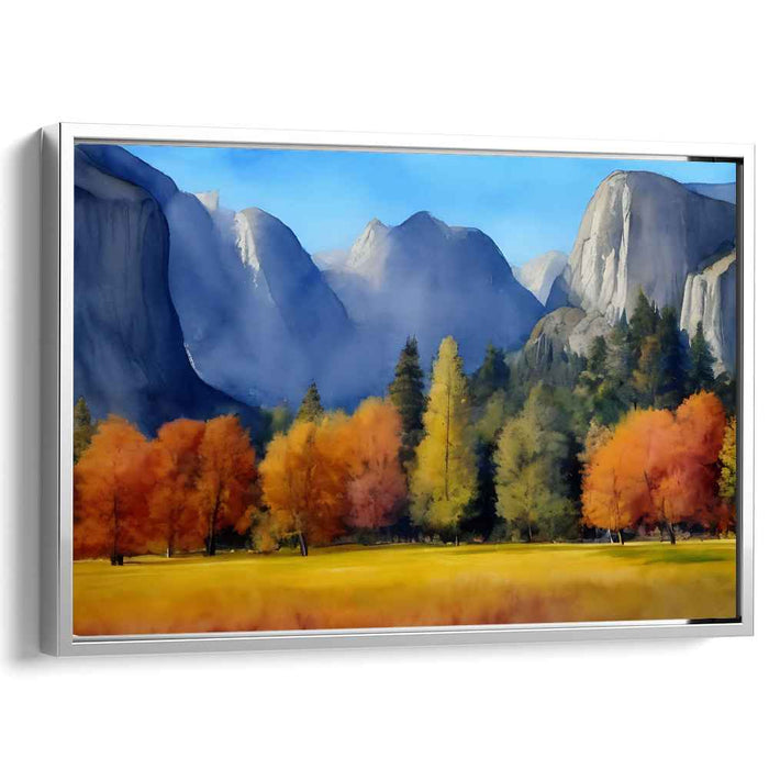Enchanting Autumn Peaks: Majestic Mountain Landscape with Fall Foliage Canvas Art Print