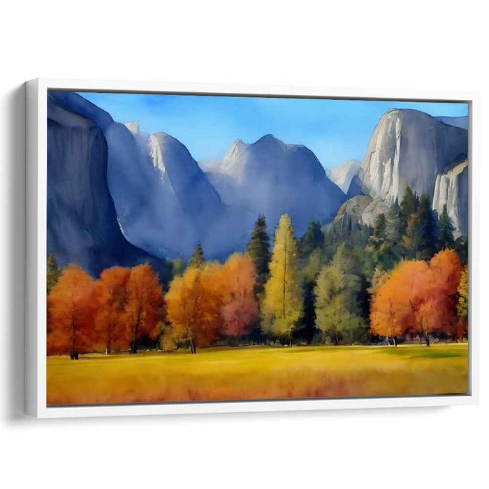 Enchanting Autumn Peaks: Majestic Mountain Landscape with Fall Foliage Canvas Art Print