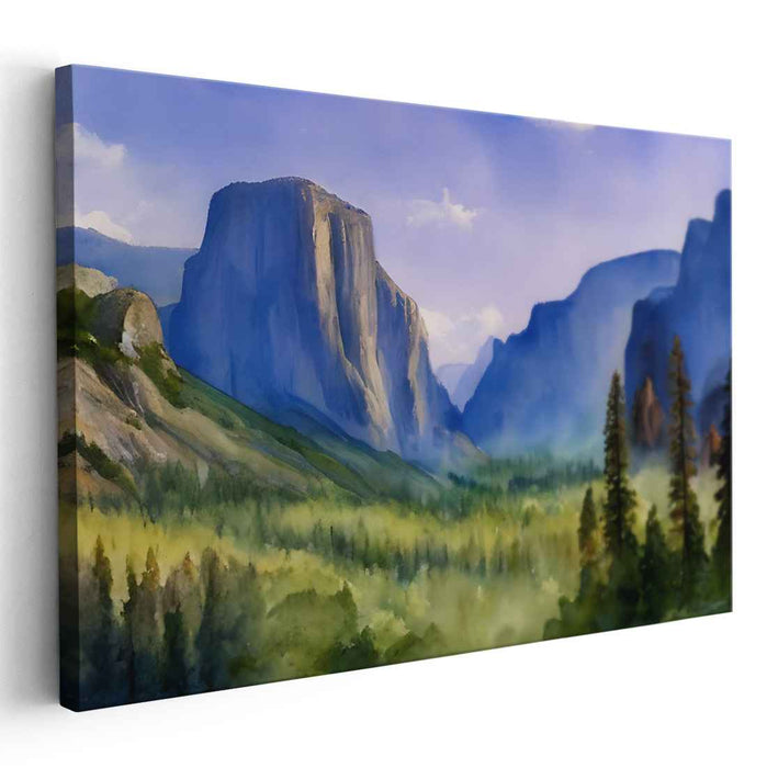 Majestic Yosemite Valley: Serene Mountain Landscape Canvas Art Print