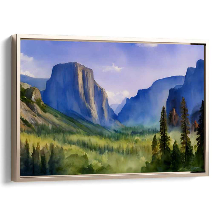 Majestic Yosemite Valley: Serene Mountain Landscape Canvas Art Print