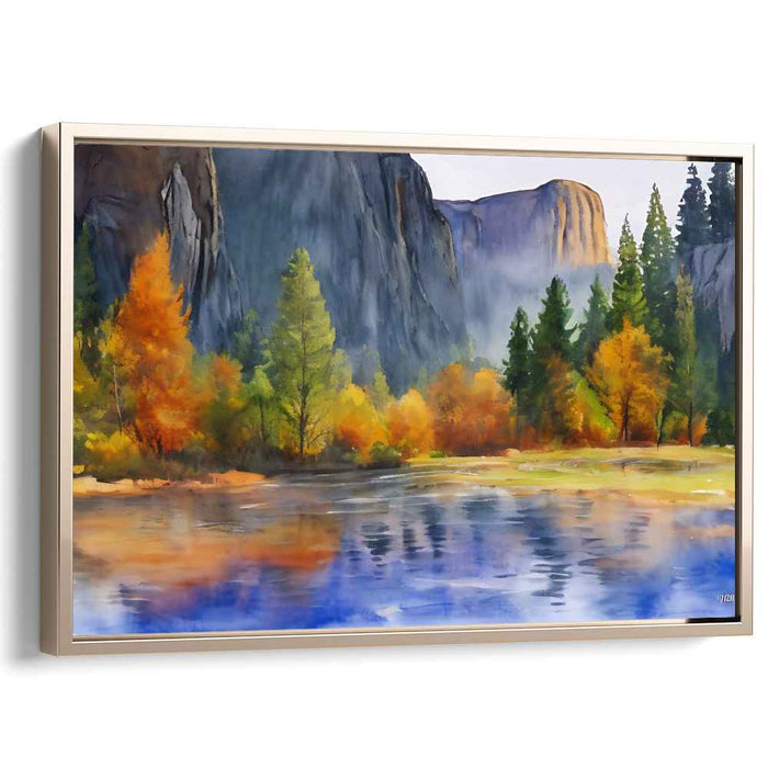 Tranquil Autumn Reflections: Serene Landscape Canvas Art Print