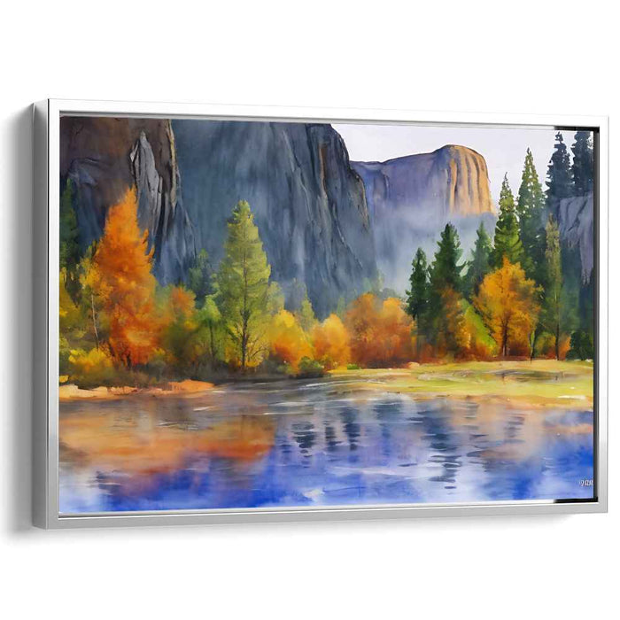 Tranquil Autumn Reflections: Serene Landscape Canvas Art Print