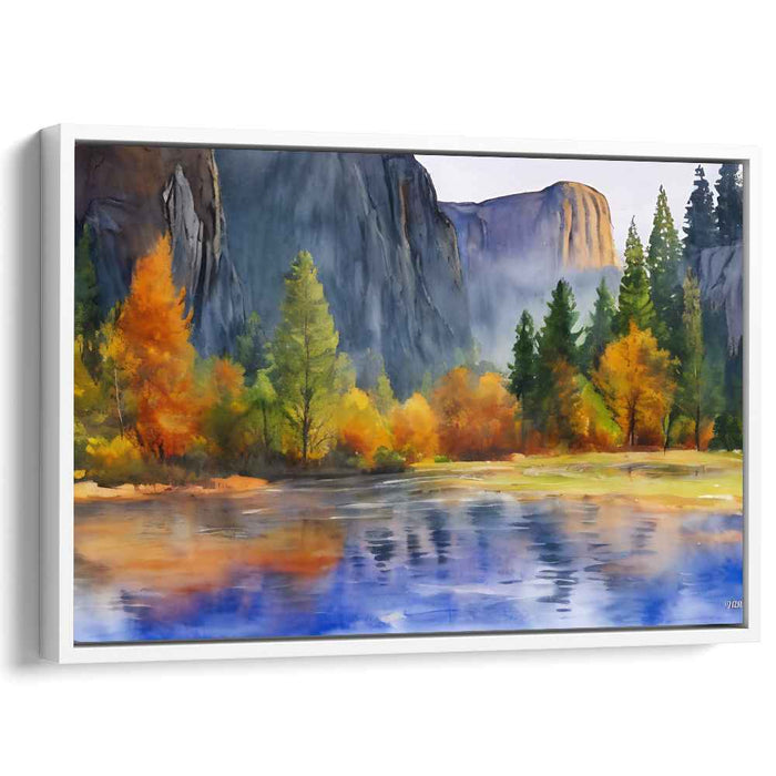 Tranquil Autumn Reflections: Serene Landscape Canvas Art Print