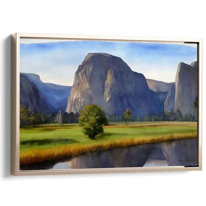 Illusionary Heights: Realistic Mountain Landscape Canvas Art Print