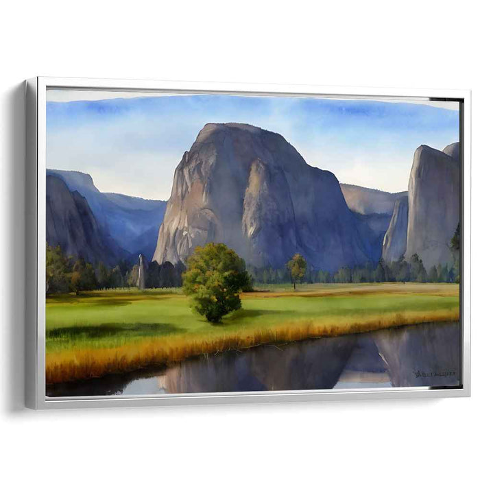 Illusionary Heights: Realistic Mountain Landscape Canvas Art Print