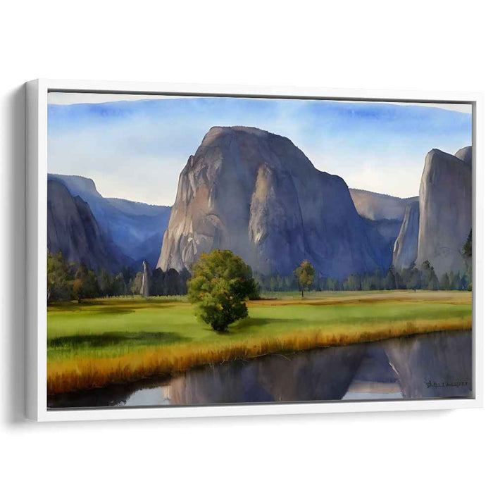 Illusionary Heights: Realistic Mountain Landscape Canvas Art Print