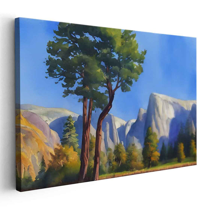 Twilight Embrace of Nature: Majestic Mountain Landscape with Intertwined Trees