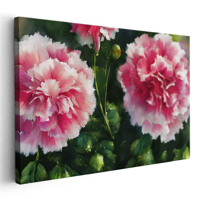 Aqueous Petal Impression: Digital Watercolor Peony Canvas Art Print