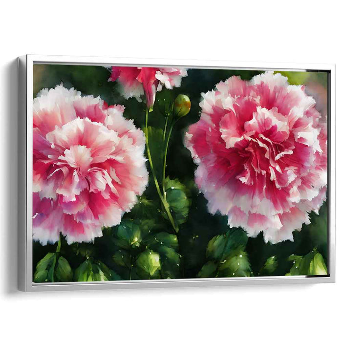 Aqueous Petal Impression: Digital Watercolor Peony Canvas Art Print