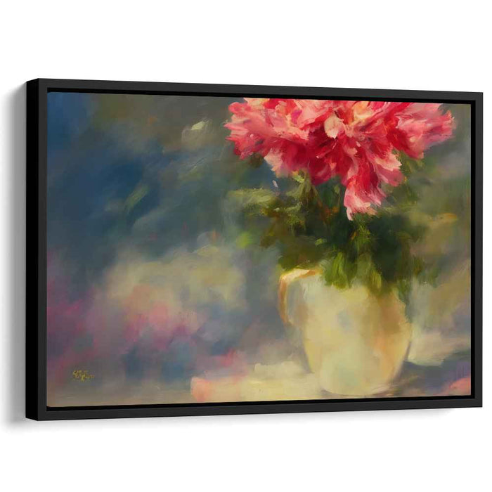 Whispering Petals Dance on Canvas: Impressionist Pink Peonies in Vase Canvas Art