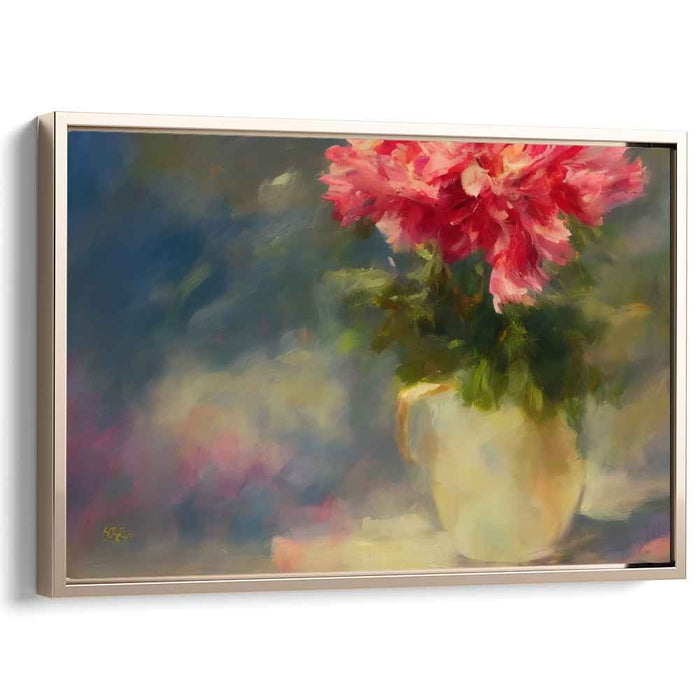 Whispering Petals Dance on Canvas: Impressionist Pink Peonies in Vase Canvas Art