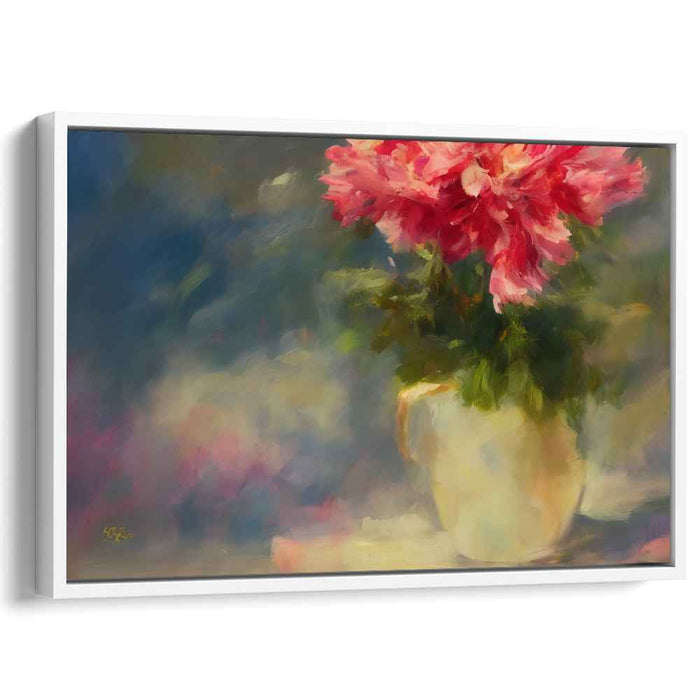 Whispering Petals Dance on Canvas: Impressionist Pink Peonies in Vase Canvas Art