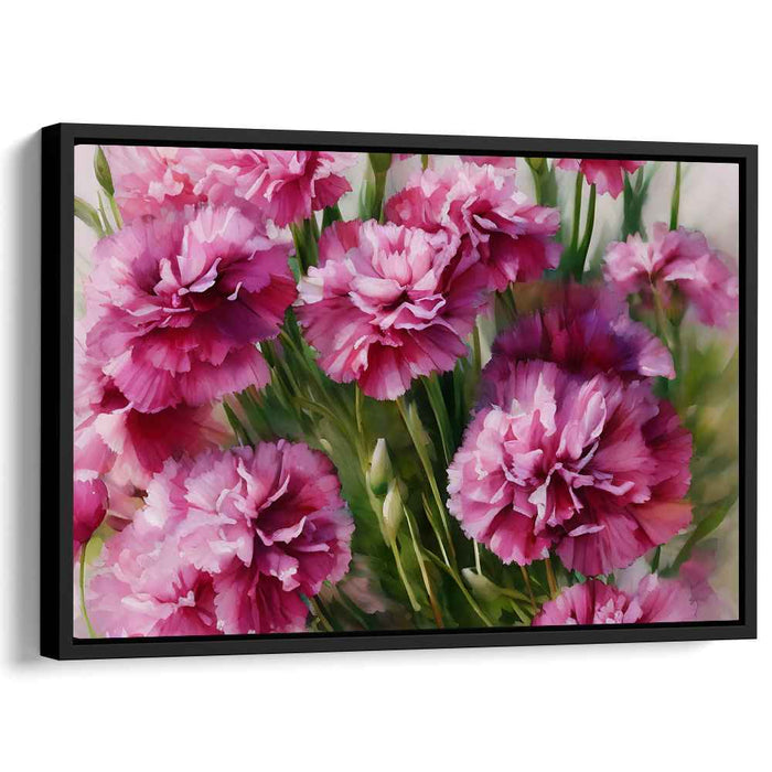 Whispering Petal Poetry: Realistic Pink Carnations Canvas Art Print