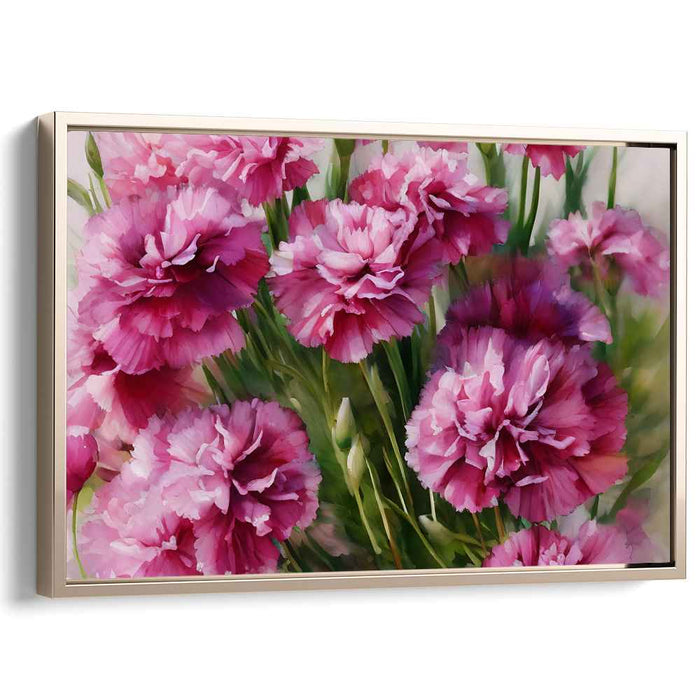 Whispering Petal Poetry: Realistic Pink Carnations Canvas Art Print