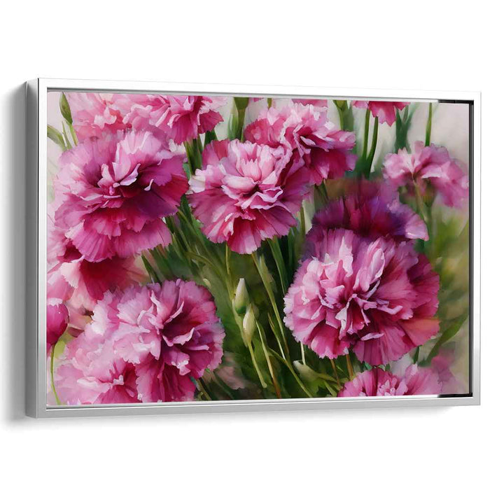 Whispering Petal Poetry: Realistic Pink Carnations Canvas Art Print