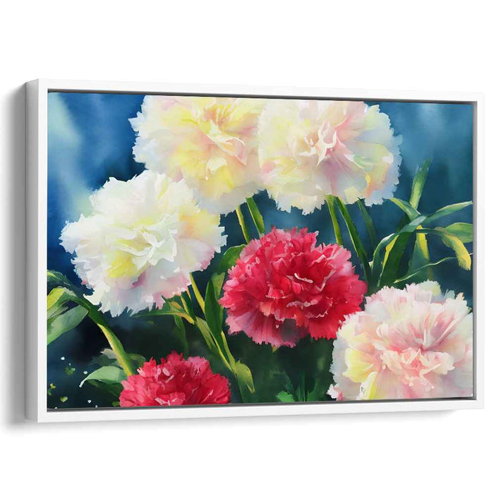 Flowing Petal Symphony: Watercolor Carnations Canvas Art Print