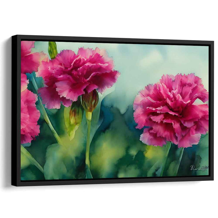 Ripple Blooms Whispering Hues: Pink Carnations in Watercolor Art Print