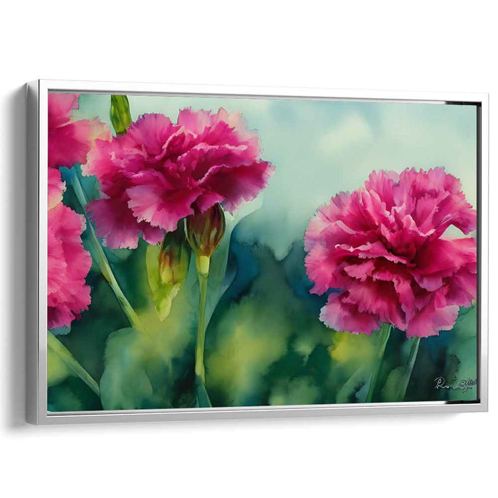 Ripple Blooms Whispering Hues: Pink Carnations in Watercolor Art Print