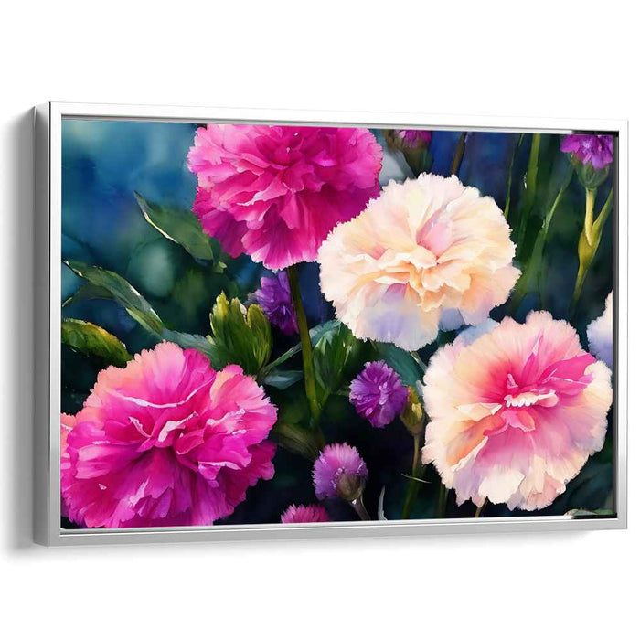 Watercolor Blooms Abloom: Vivid Floral Watercolor Canvas Art Print