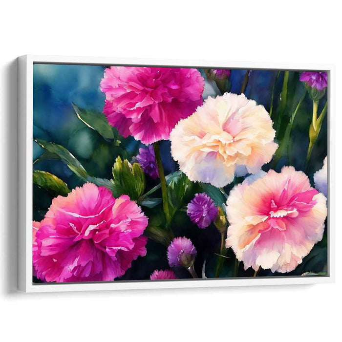 Watercolor Blooms Abloom: Vivid Floral Watercolor Canvas Art Print