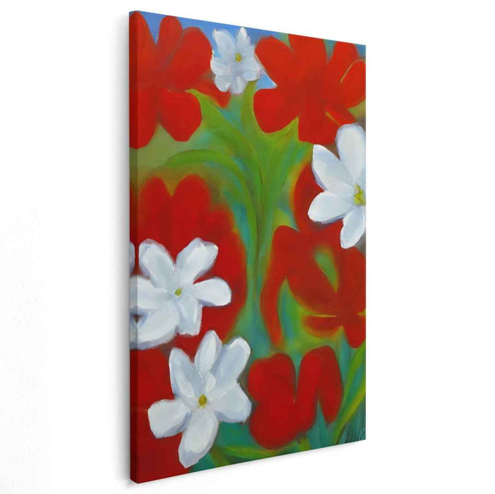 Chromatic Blossoms Dance: Vivid Contrast Floral Canvas Art