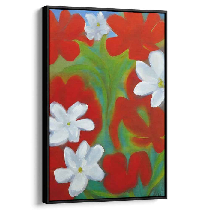Chromatic Blossoms Dance: Vivid Contrast Floral Canvas Art