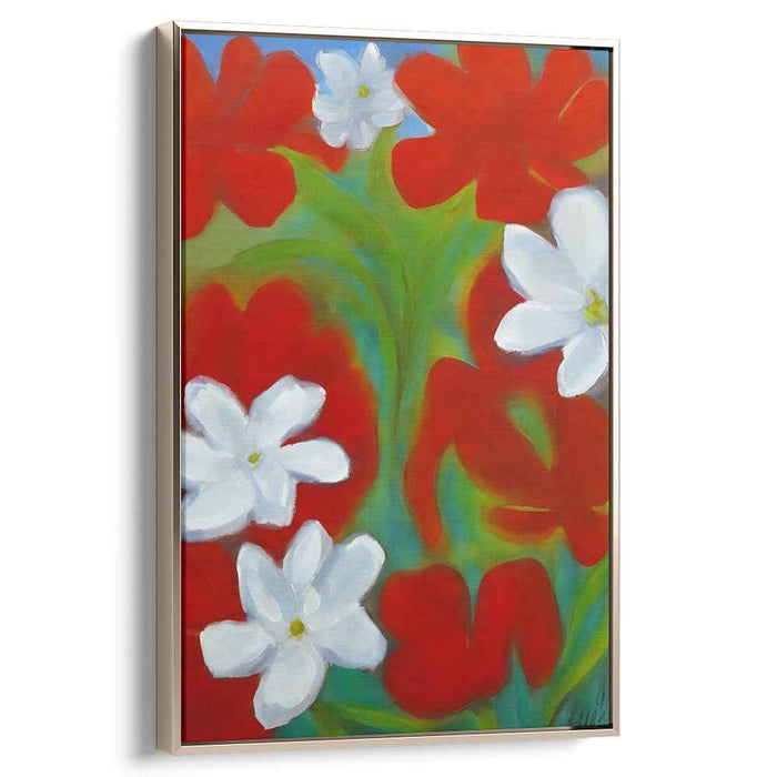 Chromatic Blossoms Dance: Vivid Contrast Floral Canvas Art