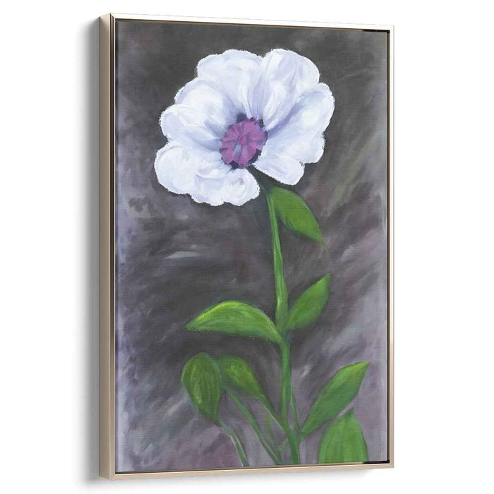 Contrast of Serenity: White Flower Against a Dark Canvas Art Print