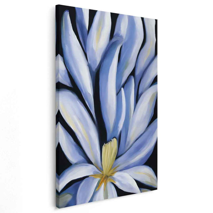 Electric Petal Symphony: Modern Botanical Blue Flower Canvas Art