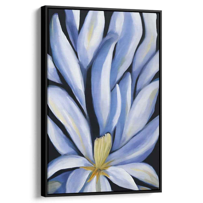 Electric Petal Symphony: Modern Botanical Blue Flower Canvas Art