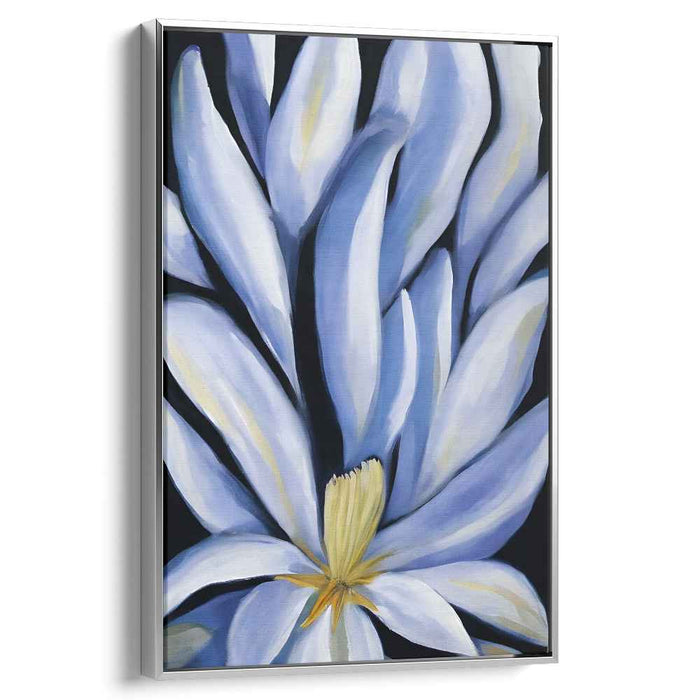 Electric Petal Symphony: Modern Botanical Blue Flower Canvas Art