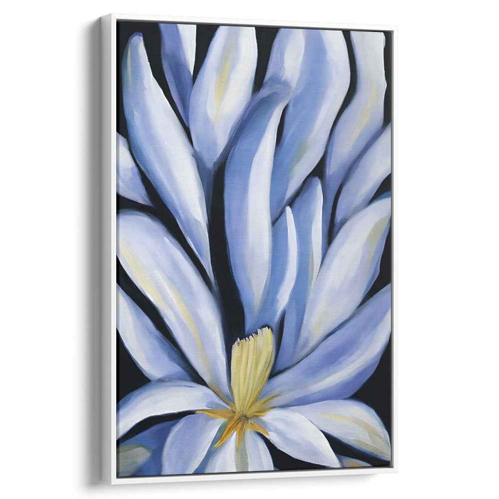 Electric Petal Symphony: Modern Botanical Blue Flower Canvas Art