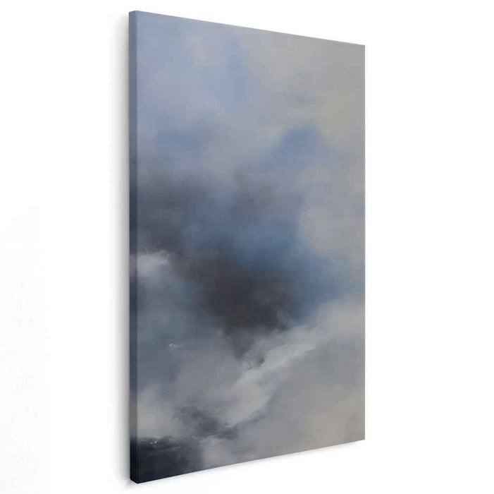 Midnight Tranquility Dance: Serene Blue and Black Abstract Canvas Art